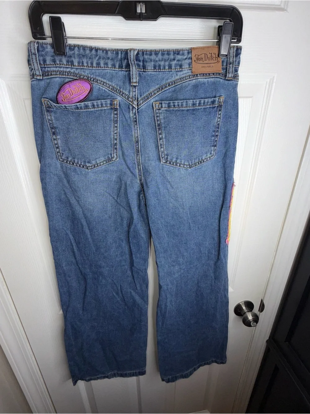 Von Dutch Originals Juniors 14 Wide Leg Jeans Y2K Distressed Patches Baggy FLAW